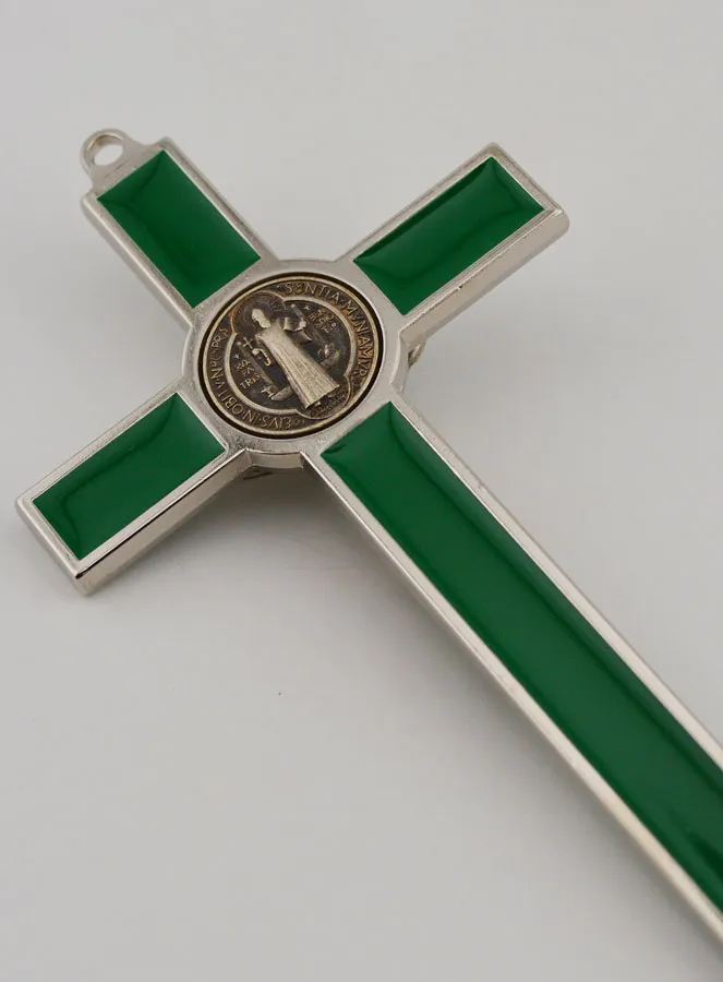 Saint Benedict Cross - Green Metal (pic 4)