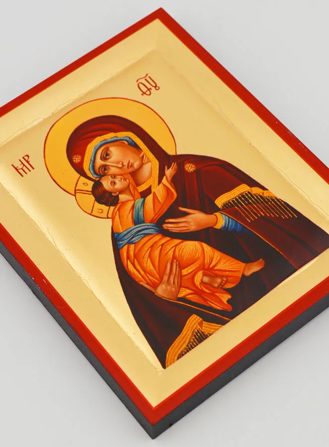 Handmade Byzantine Serigraphy Icon Virgin Hodegetria - 13 cm (pic 3)