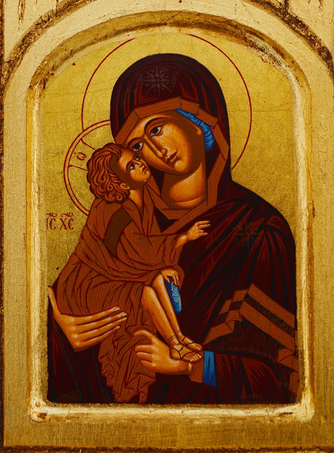 Triptych Icon Our Lady of Vladimir - Gold Leaf - 26 cm (pic 4)