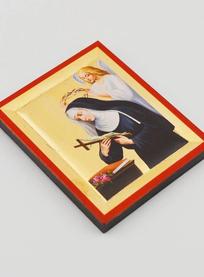 Handmade Byzantine Serigraph Icon St. Rita of Cascia - 8 cm (pic 3)