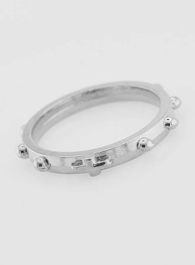 Religious Silvery Rosary Decade Ring - Size 51 (pic 3)