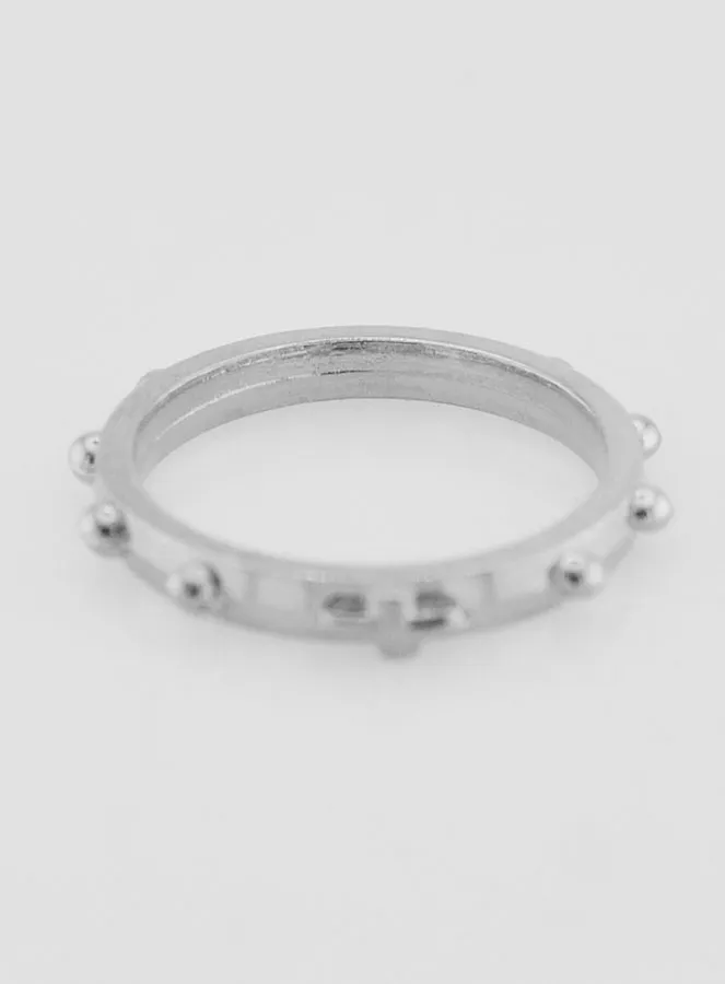 Religious Silvery Rosary Decade Ring - Size 51 (pic 4)