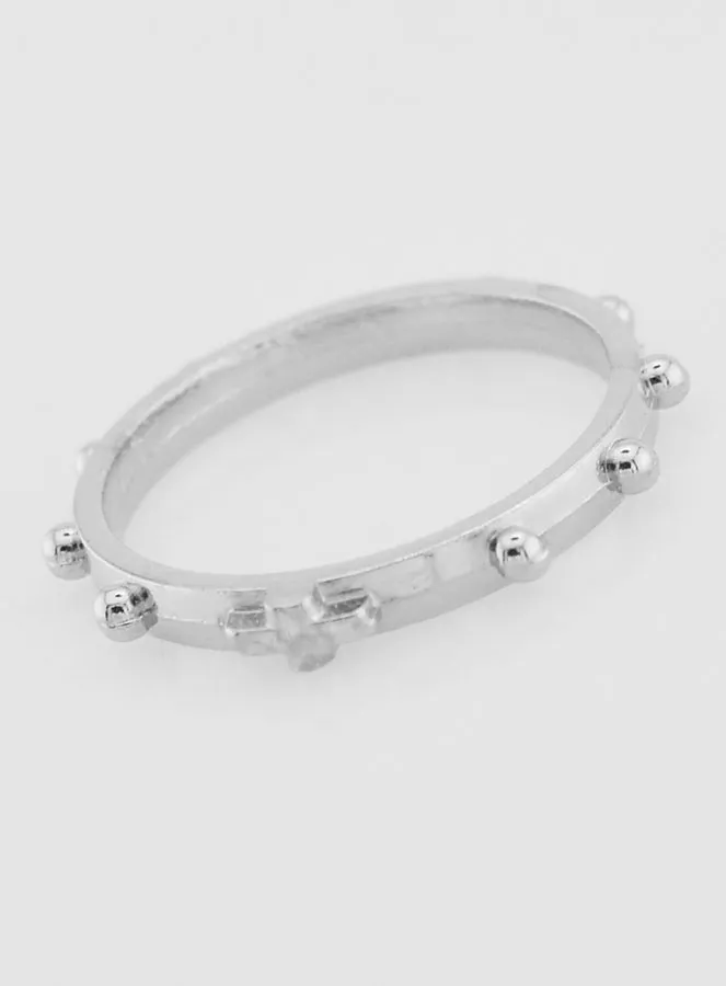 Religious Silvery Rosary Decade Ring - Size 57 (pic 3)