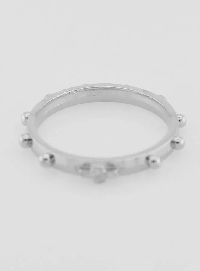Religious Silvery Rosary Decade Ring - Size 57 (pic 4)
