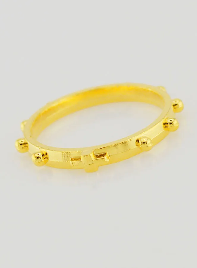 Religious Golden Rosary Decade Ring - Size 57 (pic 3)