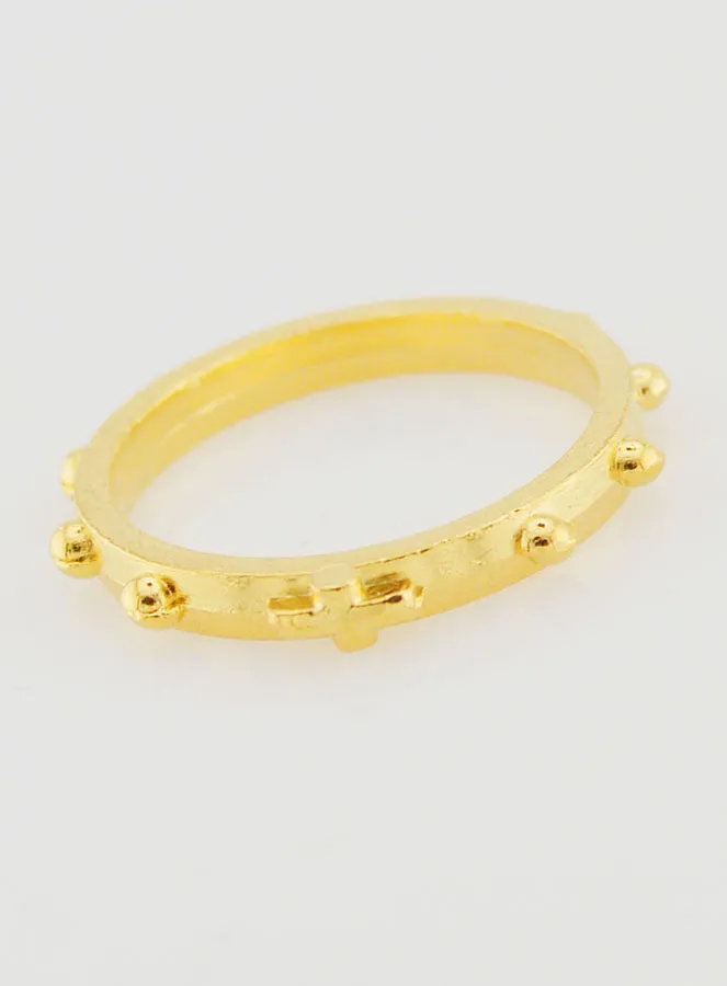 Religious Golden Rosary Decade Ring - Size 54 (pic 3)