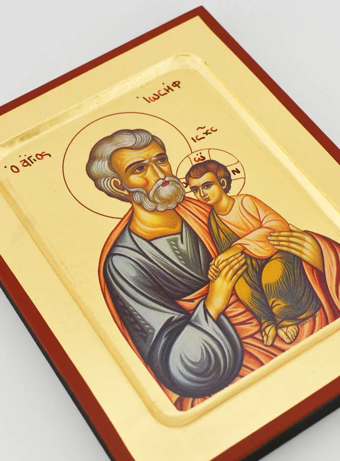 Byzantine Icon Saint Joseph with Infant Christ - 17 cm (pic 3)