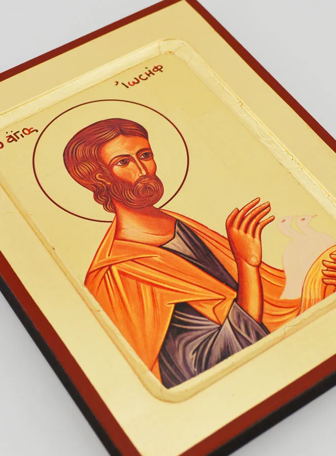 Byzantine Icon Saint Joseph with the doves - 17 cm (pic 3)