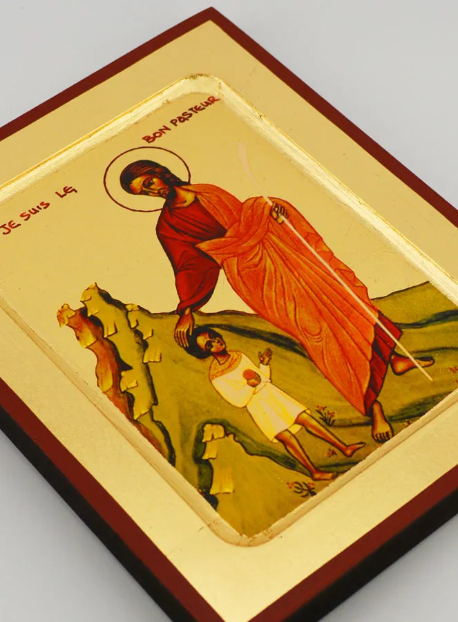 Byzantine Icon Jesus Good Shepherd with Child - 17 cm (pic 3)