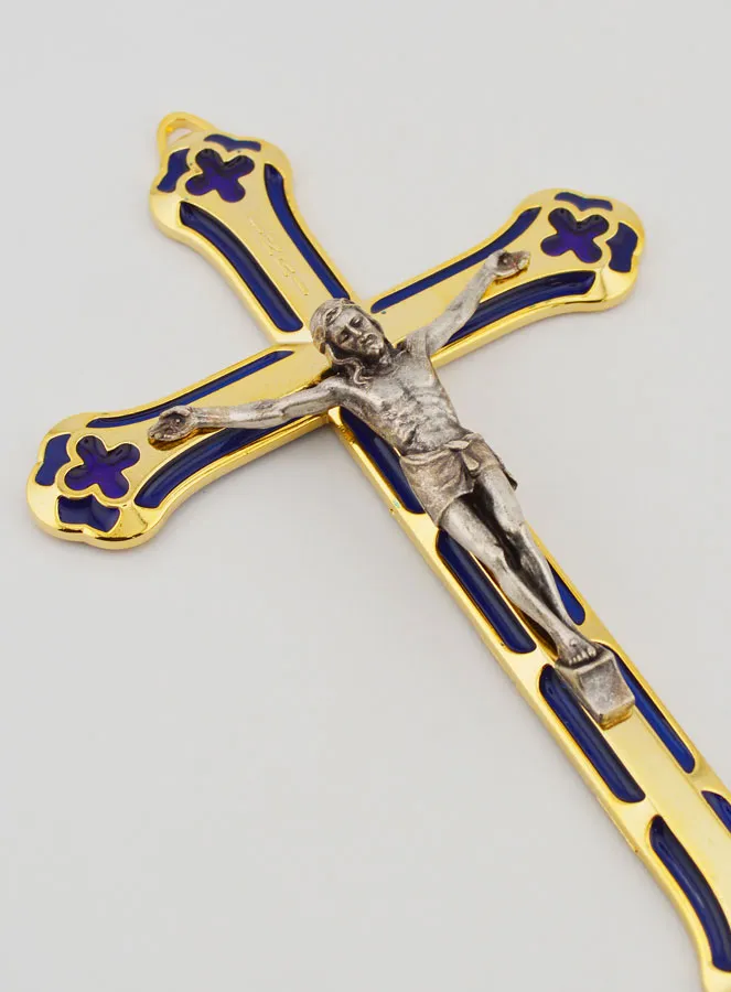 Golden Metal Stained Glass Crucifix - 17 cm (pic 3)