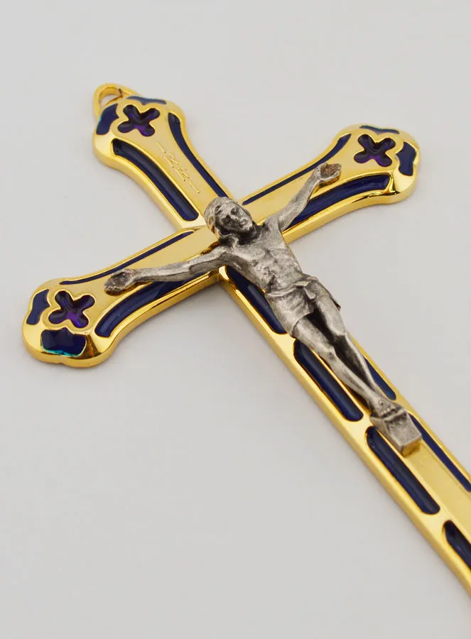 Golden Metal Stained Glass Crucifix - 13 cm (pic 3)