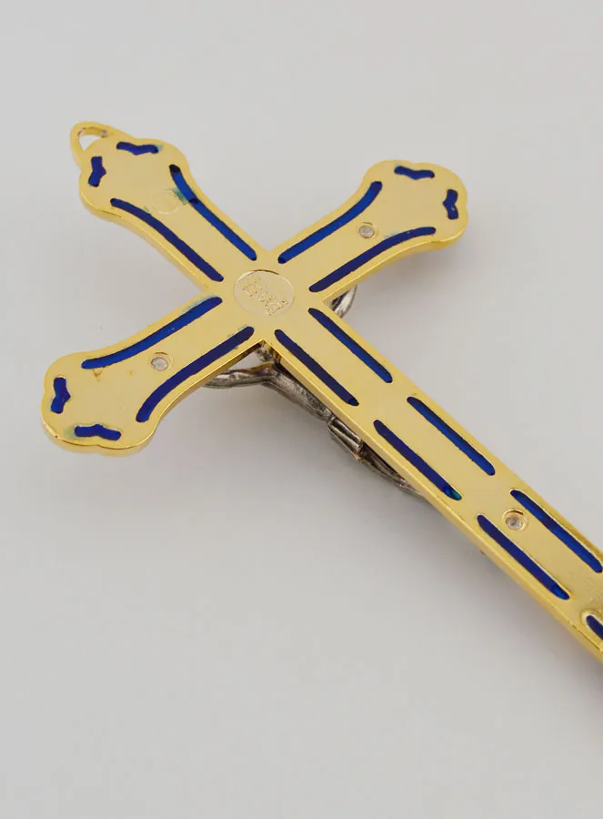 Golden Metal Stained Glass Crucifix - 13 cm (pic 4)