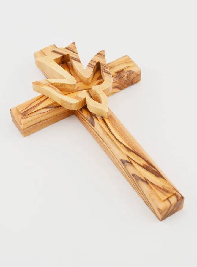 Holy Spirit Olive Wood Crucifix - 12 cm (pic 3)