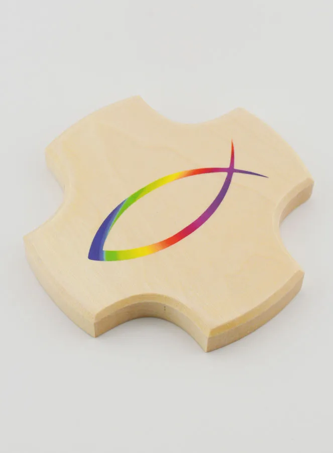 Child Maple Wood Cross - Ichtus Christian Fish (pic 3)