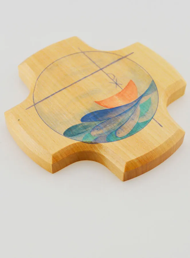 Child Maple Wood Cross - Miraculous Catch of Fish (pic 3)