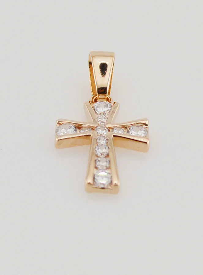 Gold Plated Cross Pendant with 11 Zircons (pic 2)