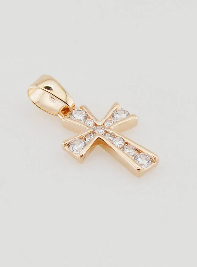 Gold Plated Cross Pendant with 11 Zircons (pic 3)