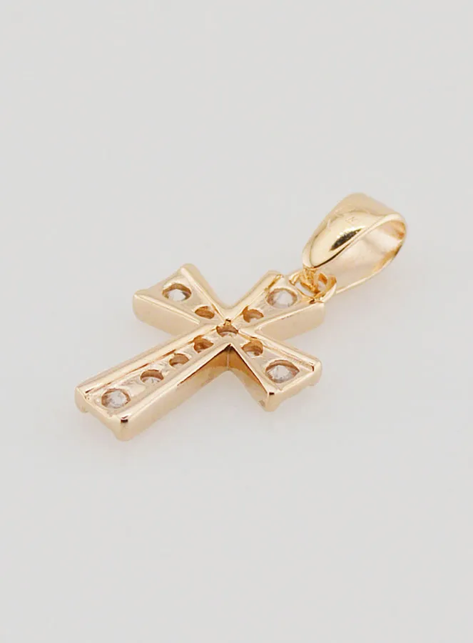 Gold Plated Cross Pendant with 11 Zircons (pic 4)