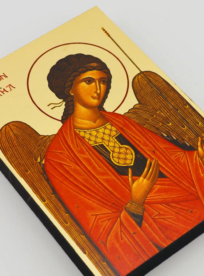 Byzantine Icon Red St. Michael the Archangel - 12 cm (pic 3)
