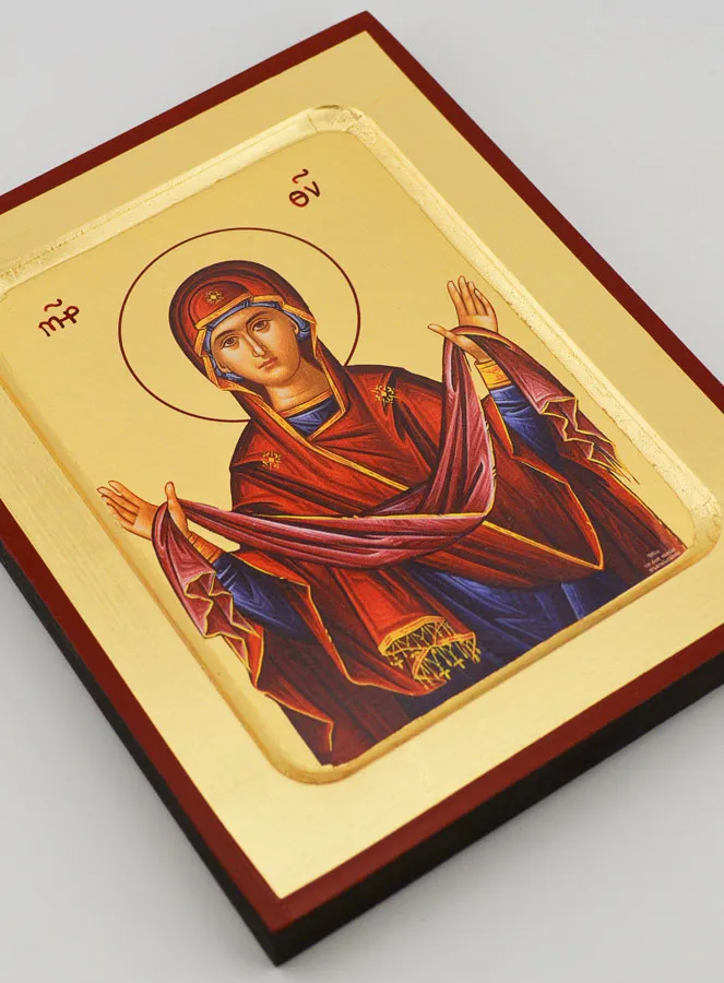 Byzantine Icon Our Lady of Protection - 17 cm (pic 3)