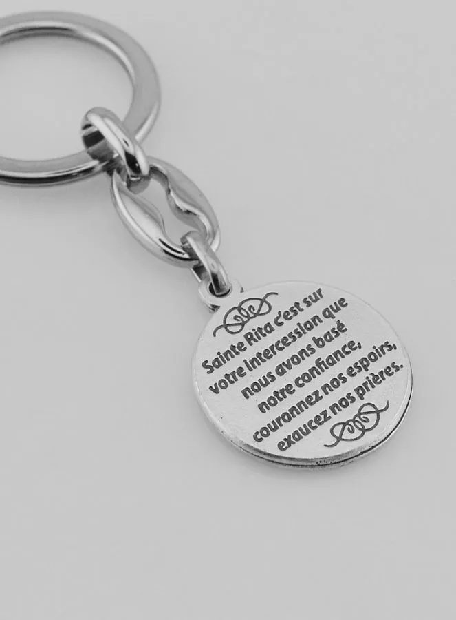 Saint Rita Silvery Key Ring with Prayer (pic 4)