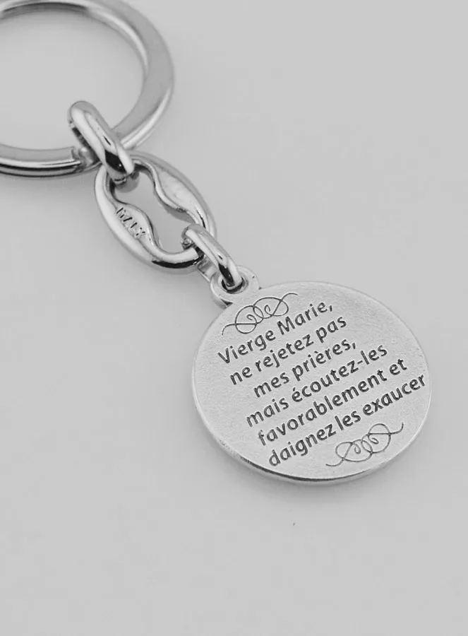 Holy Miraculous Virgin Mary Silvery Key Ring with Prayer (pic 4)