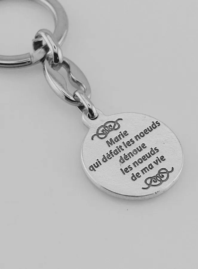 Our Lady Untier of Knots with Prayer Silvery Key Chain (pic 4)