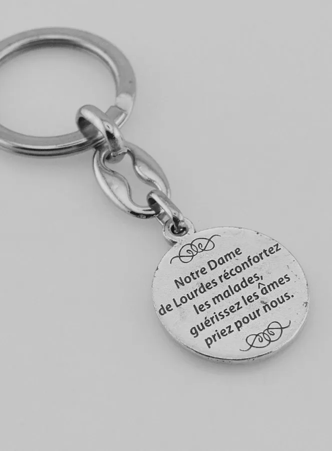 Our Lady of Lourde Silvery Key Ring with Prayer (pic 4)