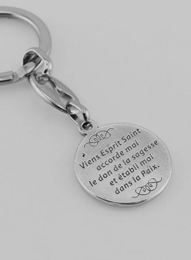 Holy Spirit Silvery Key Ring with Prayer (pic 4)
