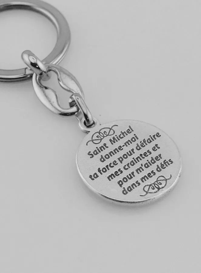 Saint Michael Archangel Silvery Key Ring with Prayer (pic 4)