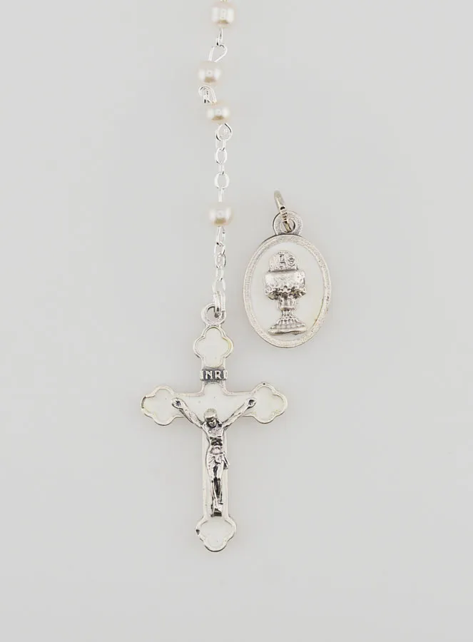 Silvery First Communion Rosary + Communion Medal (pic 3)