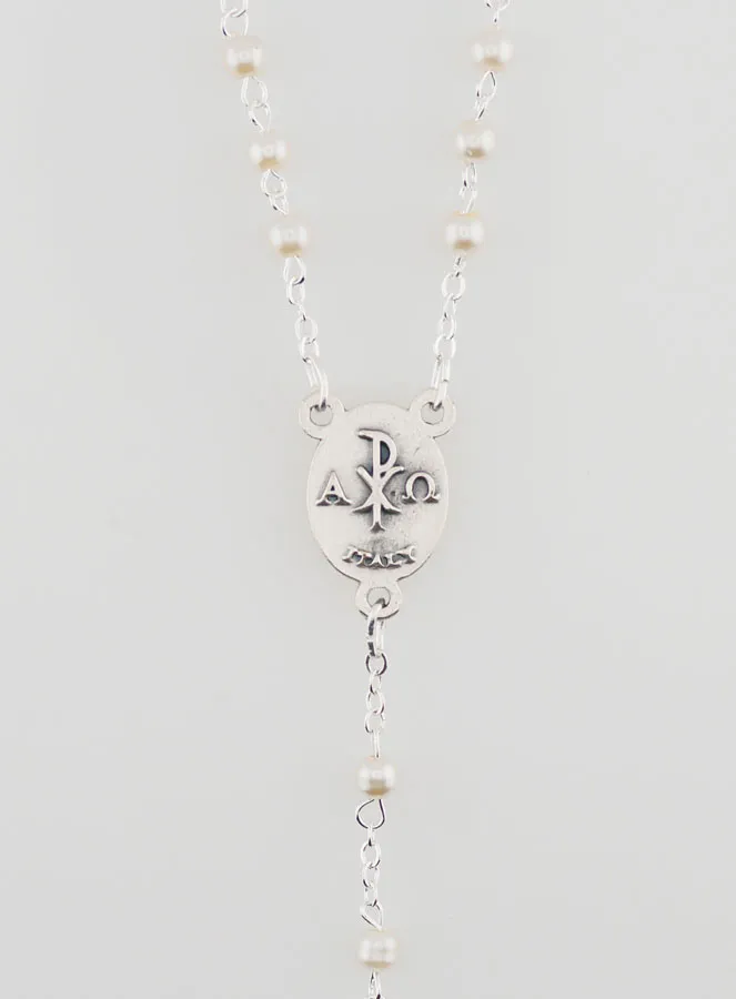 Silvery First Communion Rosary + Communion Medal (pic 4)