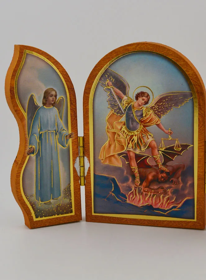 Triptych Icon Saint Michael Archangel - 12 cm (pic 4)