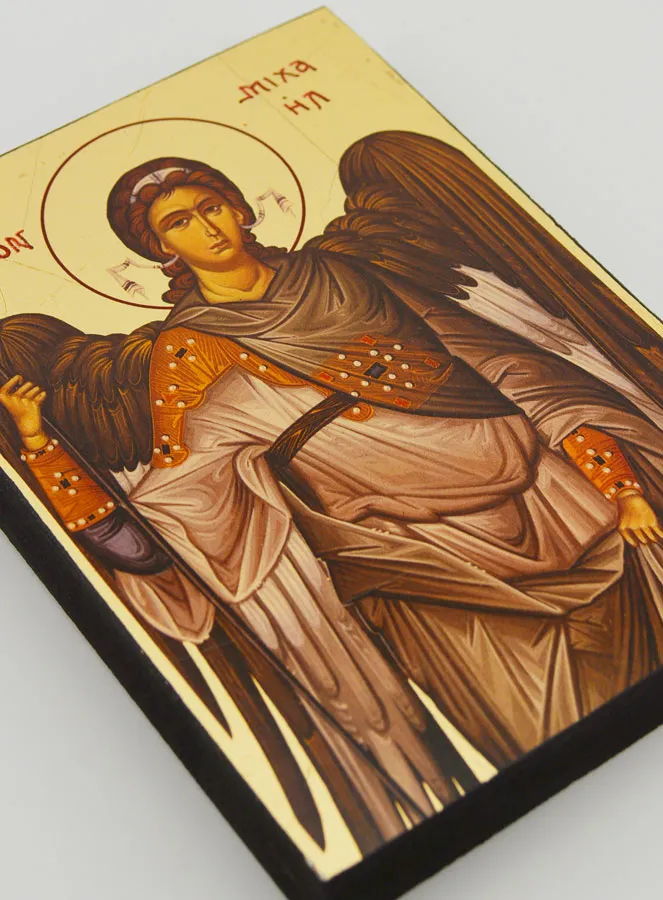 Byzantine Icon Saint Michael the Archangel Grey - 12 cm (pic 3)