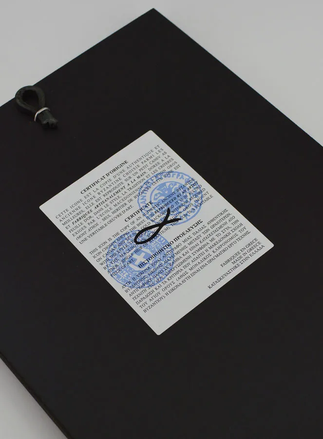 Byzantine Icon Mother of God of Comfort Blue Veil - 22 cm (pic 4)