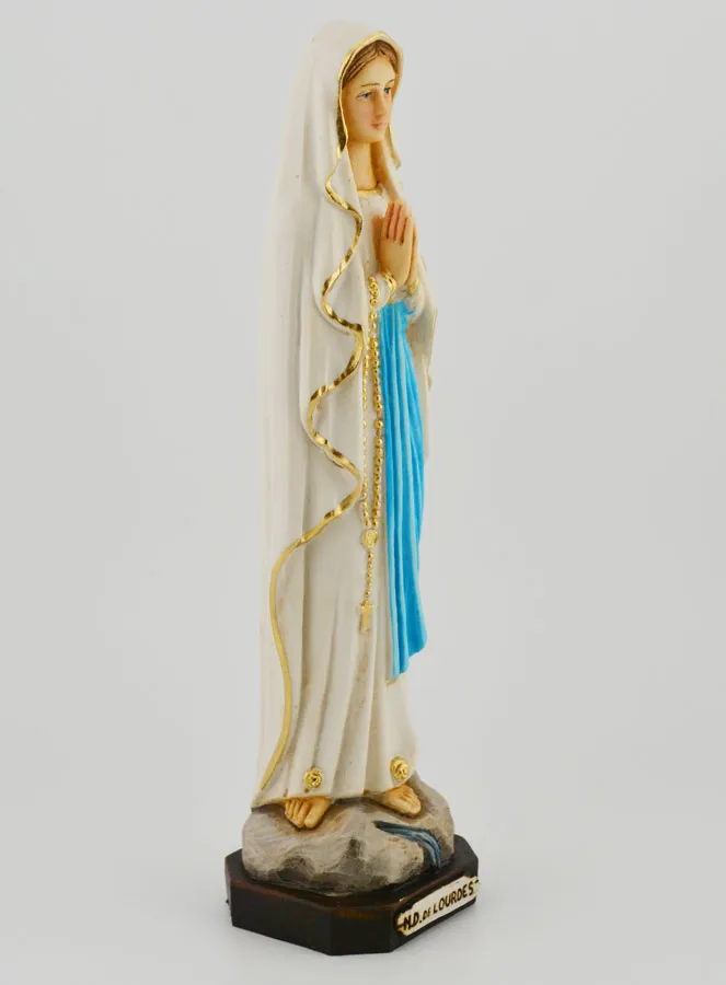 Our Lady of Lourdes Handpainted Polychromed Statue - 20 cm (pic 3)