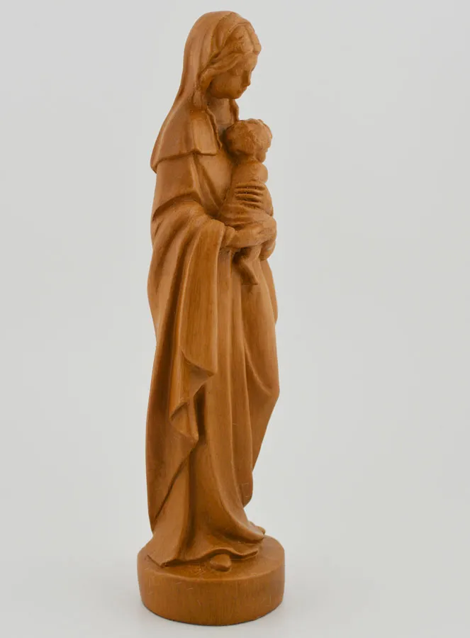 Virgin Mary with Baby Jesus Statue - Rebirth - Wood Tone - 16 cm (pic 3)