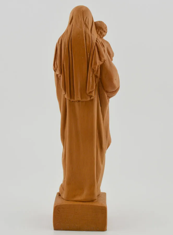 Holy Virgin Mary with Baby Jesus Statue - Wood Tone - 16 cm (pic 4)