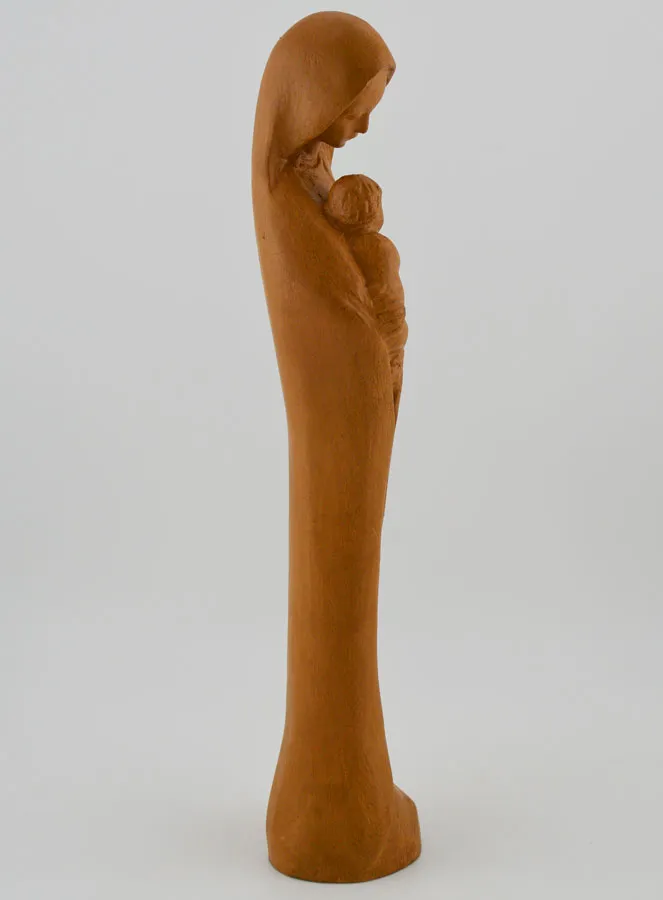 Holy Virgin Mary with Baby Jesus Statue - Wood Tone - 22 cm (pic 3)