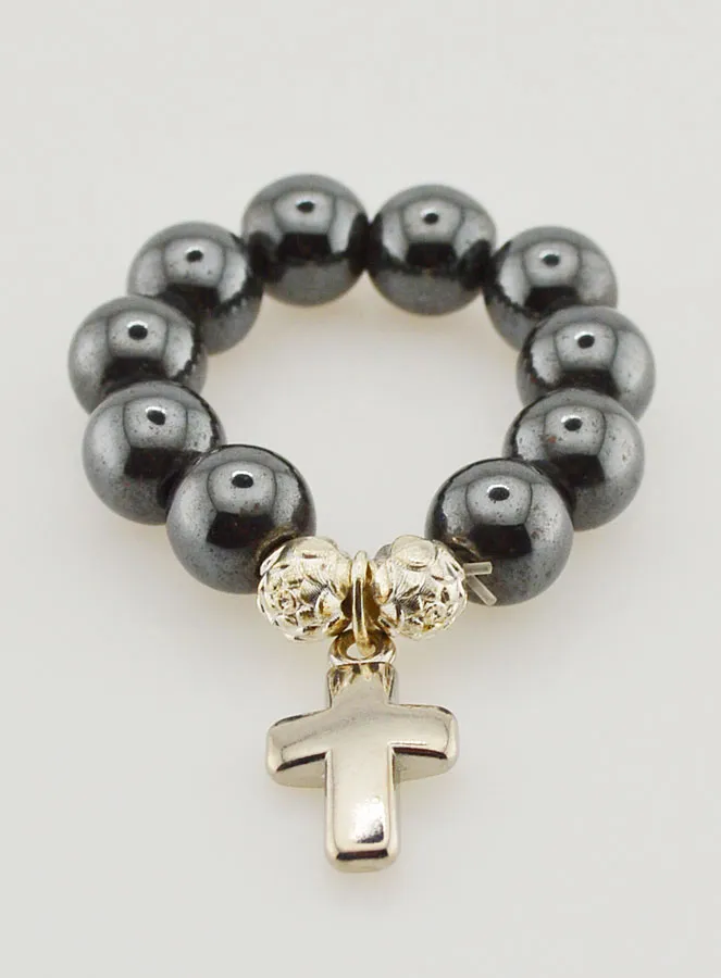 Decade Rosary with Genuine Beads - Hematite (pic 2)