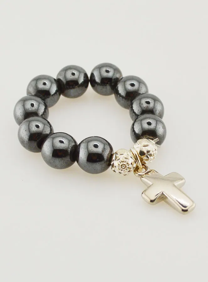 Decade Rosary with Genuine Beads - Hematite (pic 3)