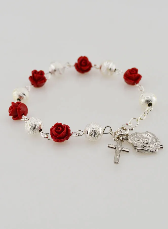 Saint Theresa Sanded Beads Religious Bracelet (pic 3)