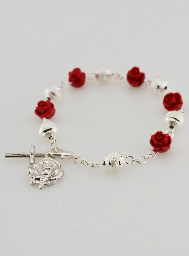 Saint Theresa Sanded Beads Religious Bracelet (pic 4)