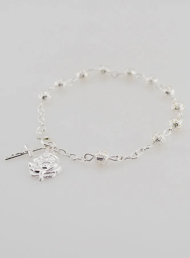 Silver Beads Decade Rosary Bracelet 6 mm (pic 4)