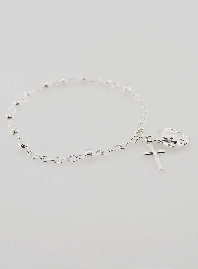 Silver Beads Decade Rosary Bracelet 4 mm (pic 3)
