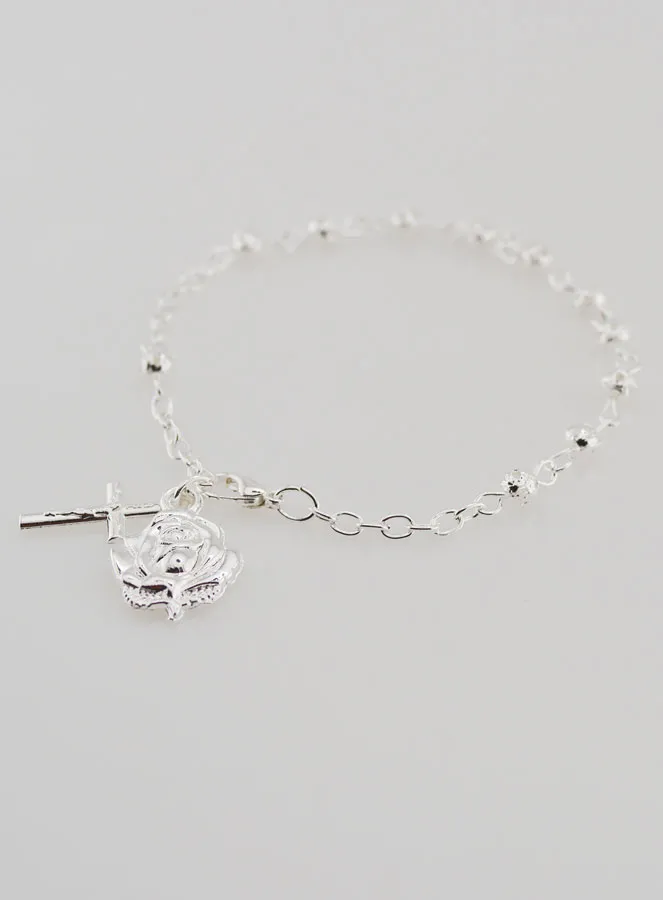 Silver Beads Decade Rosary Bracelet 4 mm (pic 4)