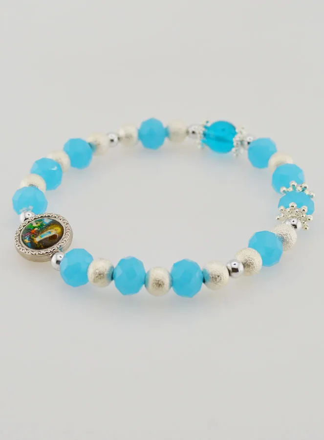 Glass Beads Medal of Lourdes Religious Bracelet (pic 3)
