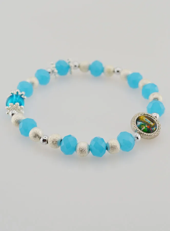 Glass Beads Medal of Lourdes Religious Bracelet (pic 4)