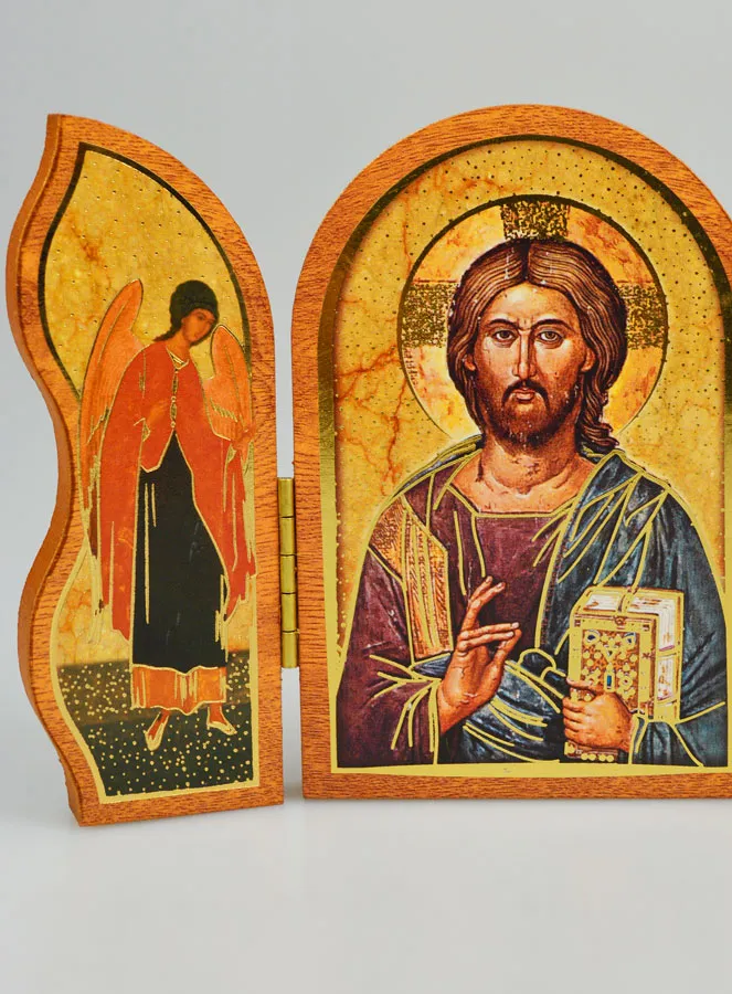 Triptych Icon Christ Pantocrator - 12 cm (pic 4)