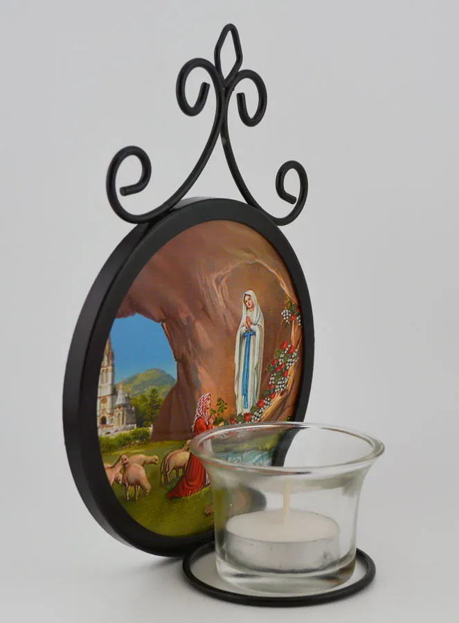 Candleholder Icon Our Lady of Lourdes - 18 cm (pic 3)